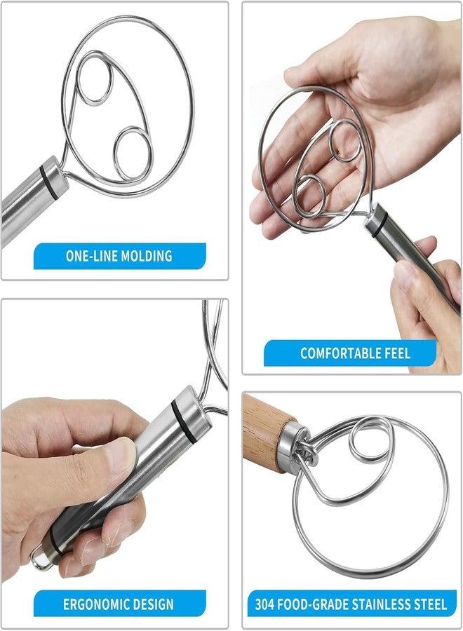SHOPER ZONE Stainless Steel Dough Dutch Whisk Hand Mixer Artisan Blender for Egg, Bread, Cake, Pastry, Pizza Dough - Perfect Baking Tools, Whisking, Tirring Kitchen Tools (Pack of 2) - Image 3